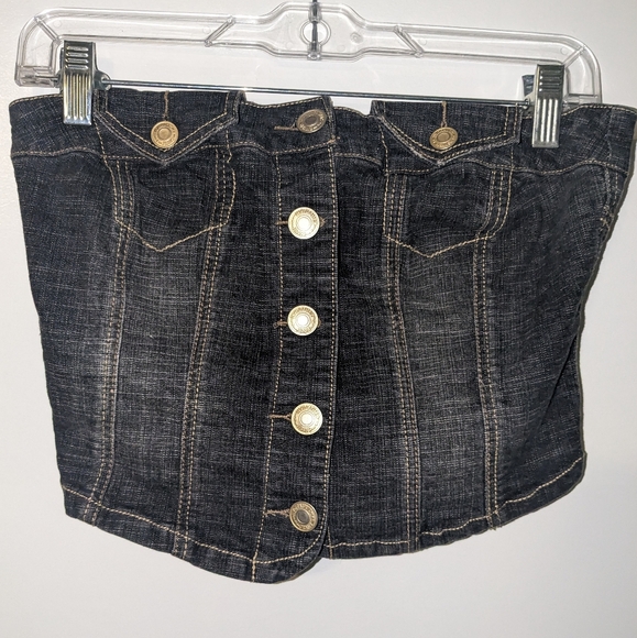 Y2K Vintage Hydraulic Denim Bustier Corset Top - Picture 1 of 4